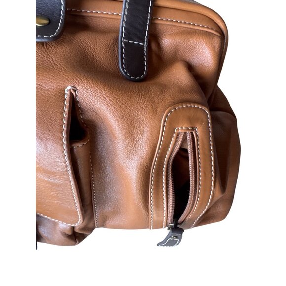 Vintage Y2K North Style Brown Leather Shoulder Tote Bag Purse Satchel Handbag - Picture 4 of 13